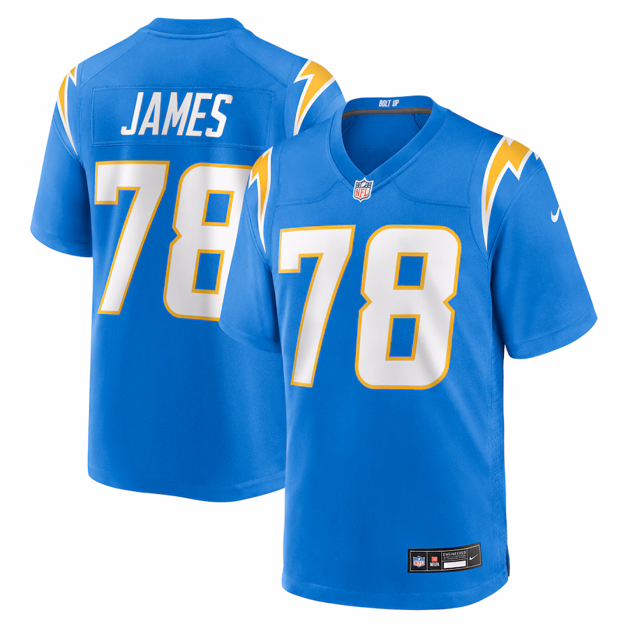 Men's Los Angeles Chargers Andre James Nike Powder Blue Team Game Jersey - Puhuasuan