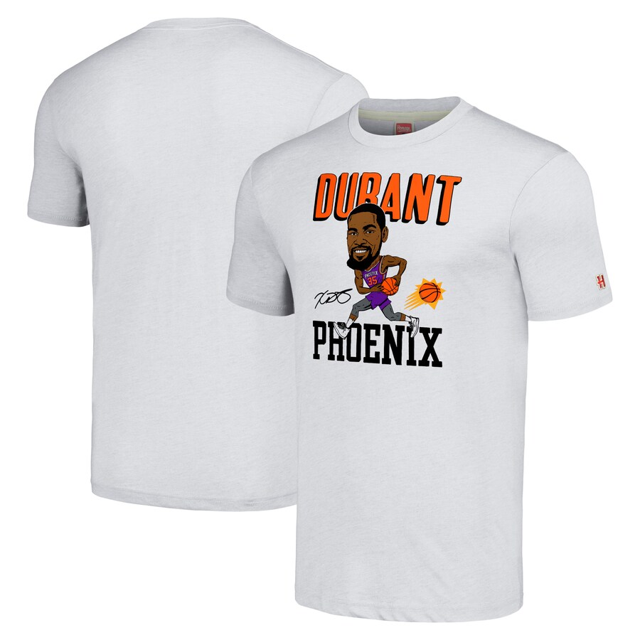 Men's Phoenix Suns Kevin Durant Homage Ash Caricature Tri-Blend T-Shirt - Puhuasuan