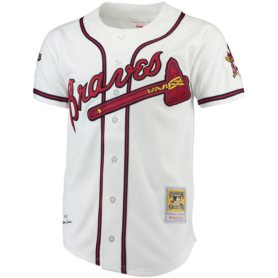Men's Atlanta Braves Chipper Jones Mitchell & Ness White Authentic Jersey - Puhuasuan