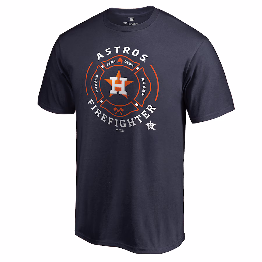 Men's Houston Astros Navy Firefighter T-Shirt - Puhuasuan