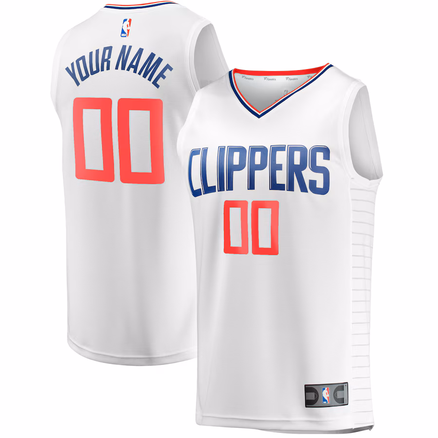 Men's LA Clippers Fanatics White Fast Break Custom Replica Jersey - Association Edition - Puhuasuan