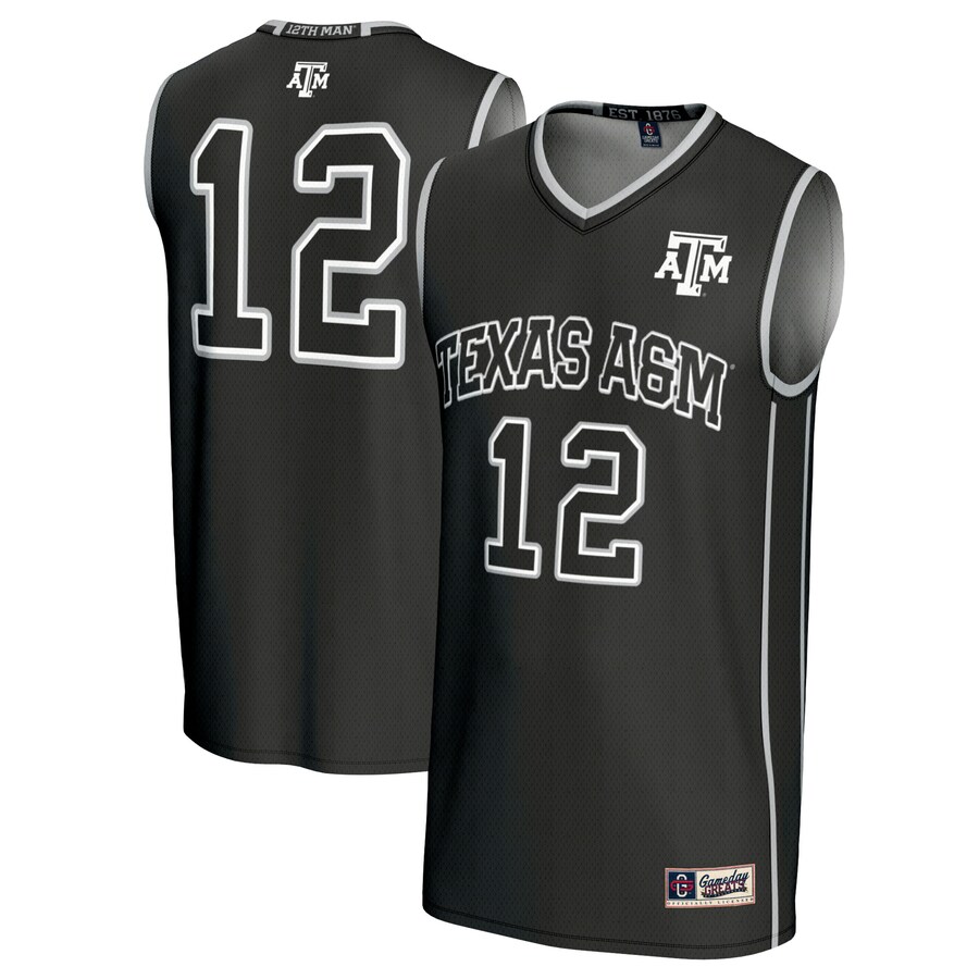 #12 Texas A&M Aggies GameDay Greats Unisex Basketball Lightweight Fashion Jersey - Black - Puhuasuan