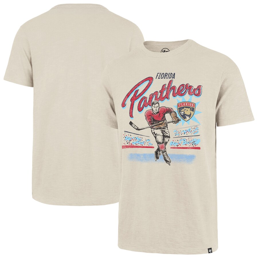 Men's Florida Panthers '47 Natural Hockey Player Golden Age Scrum T-Shirt - Puhuasuan