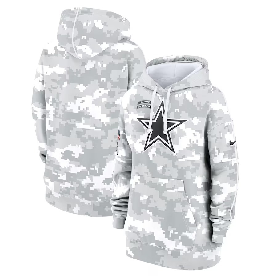 Women's Dallas Cowboys Nike Arctic Camo 2024 Salute To Service Club Fleece Pullover Hoodie - Puhuasuan