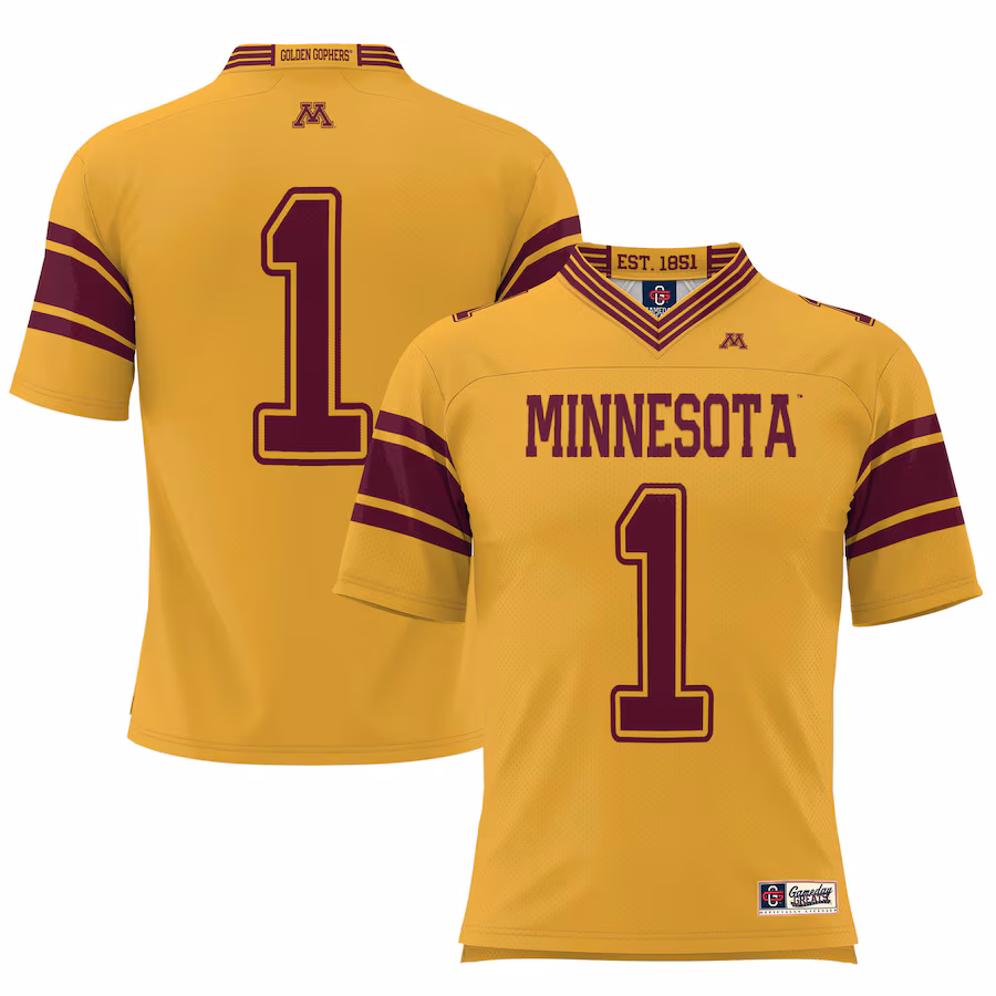 #1 Minnesota Golden Gophers GameDay Greats Football Jersey �?Gold - Puhuasuan