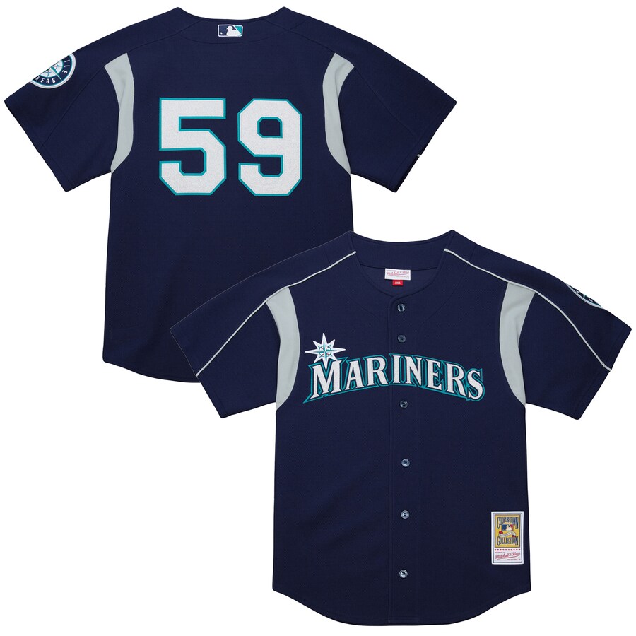 Men's Seattle Mariners Felix Hernandez Mitchell & Ness Navy Cooperstown Collection Batting Practice Jersey - Puhuasuan