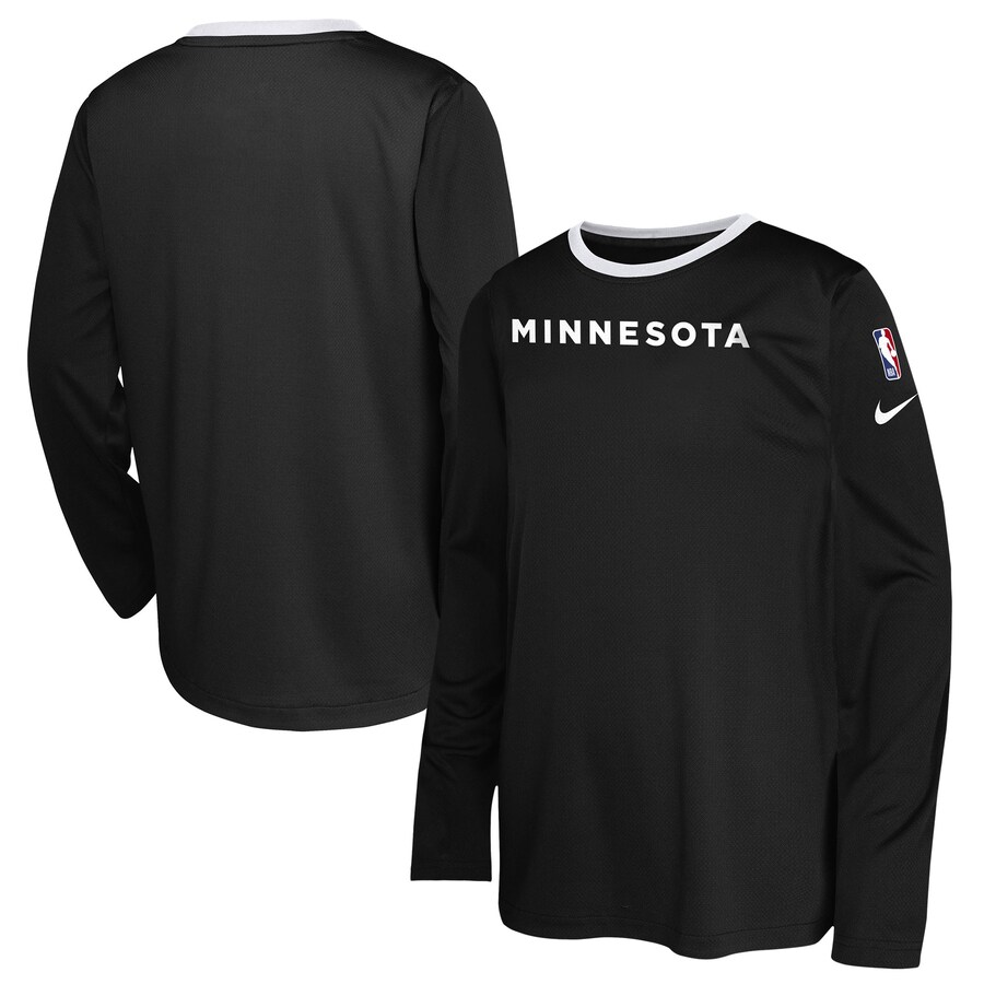Youth Minnesota Timberwolves  Nike Black 2024/25 City Edition Pregame Performance Long Sleeve Shooting T-Shirt - Puhuasuan