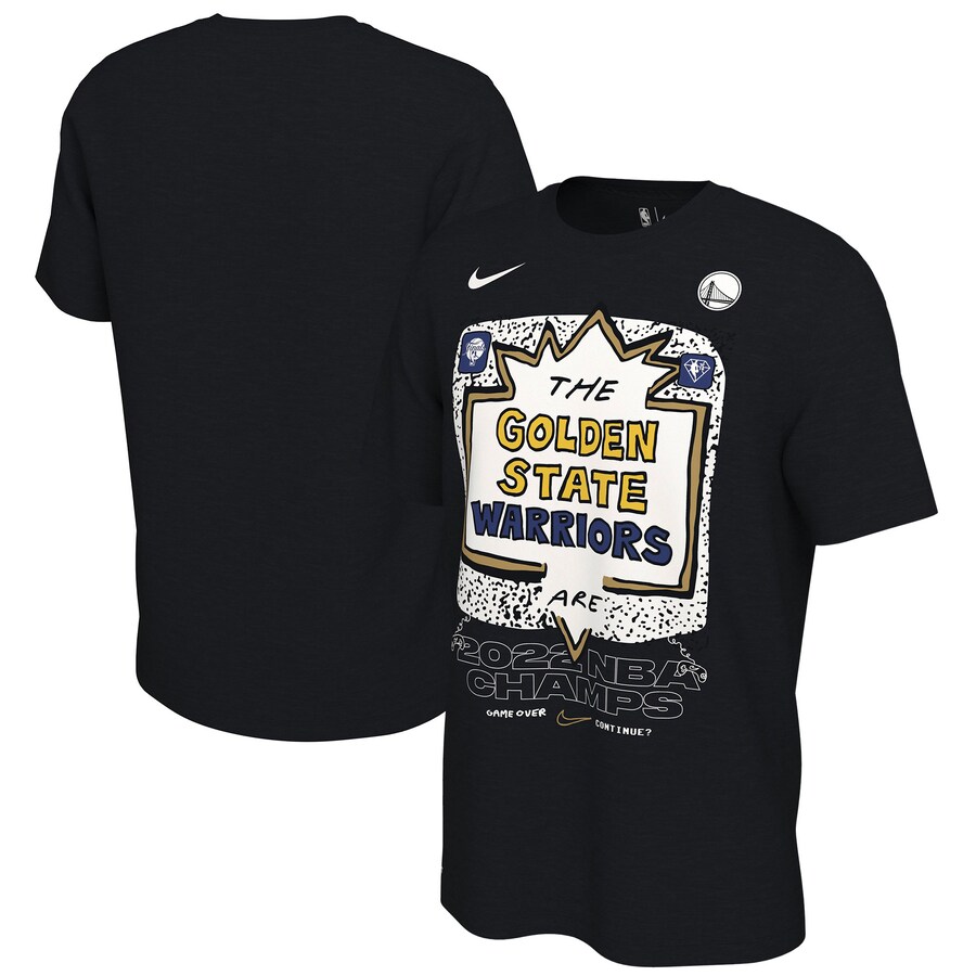 Men's Golden State Warriors Nike Black 2022 NBA Finals Champions Celebration Expressive T-Shirt - Puhuasuan