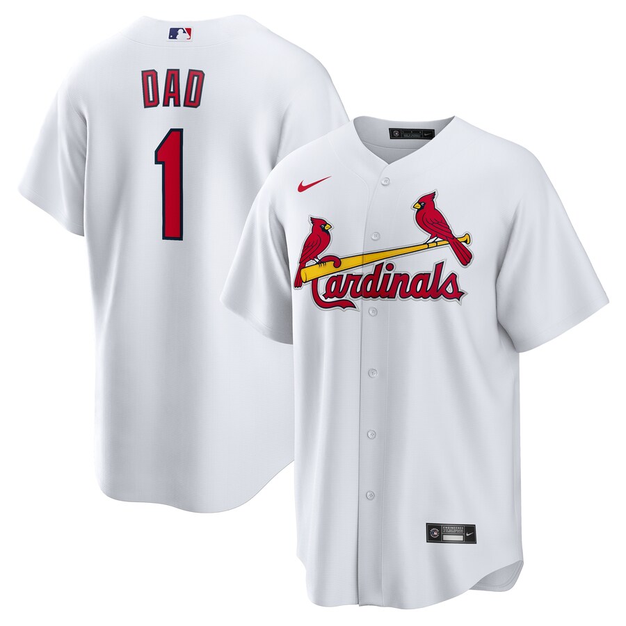 Men's St. Louis Cardinals Nike White #1 Dad Home Replica Jersey - Puhuasuan