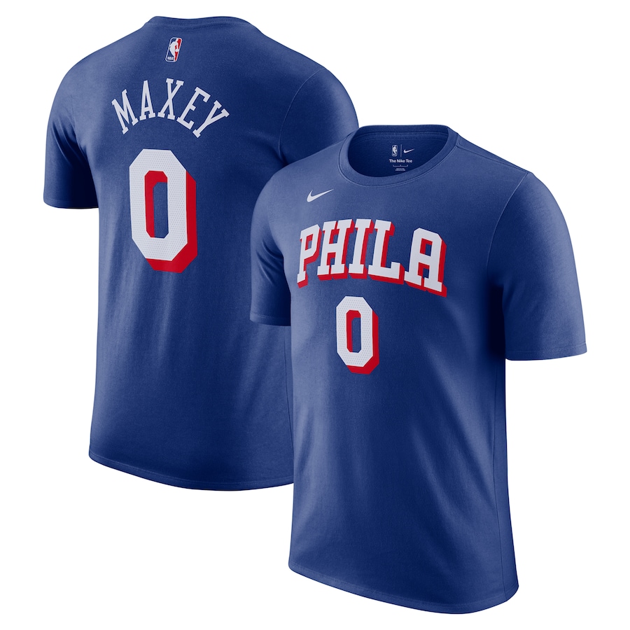 Men's Philadelphia 76ers Tyrese Maxey Nike Royal Icon Edition Name & Number T-Shirt - Puhuasuan