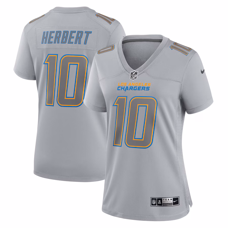Women's Los Angeles Chargers Justin Herbert Nike Gray Atmosphere Fashion Game Jersey - Puhuasuan