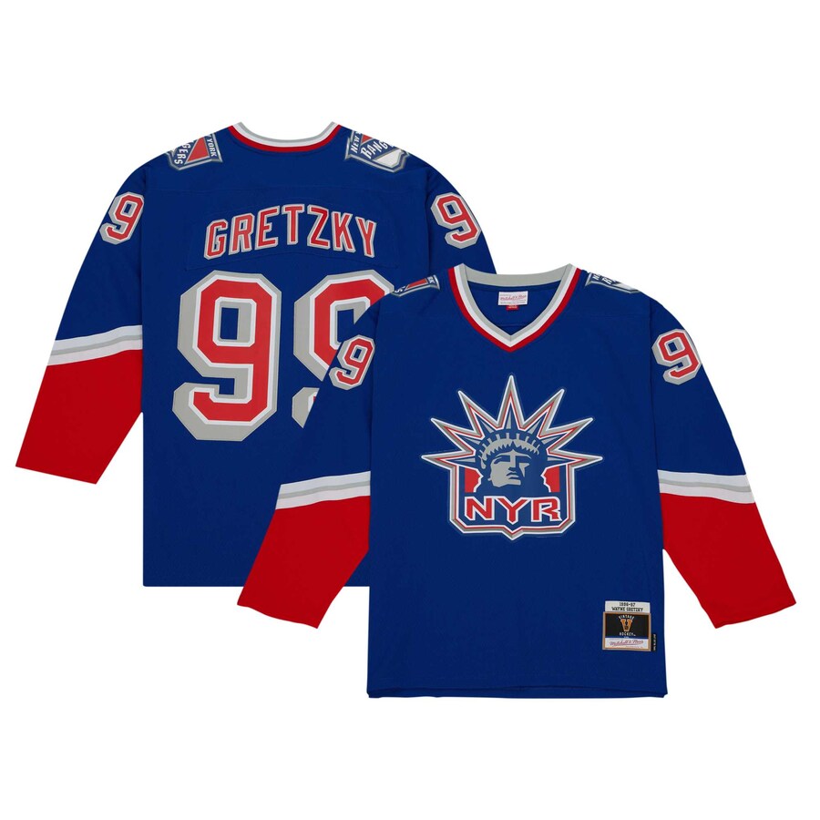 Men's New York Rangers Wayne Gretzky Mitchell & Ness Navy 1996 Blue Line Player Jersey - Puhuasuan