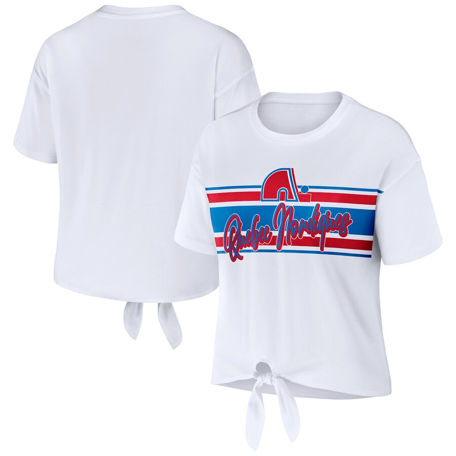 Women's Colorado Avalanche WEAR by Erin Andrews White Front Knot T-Shirt - Puhuasuan