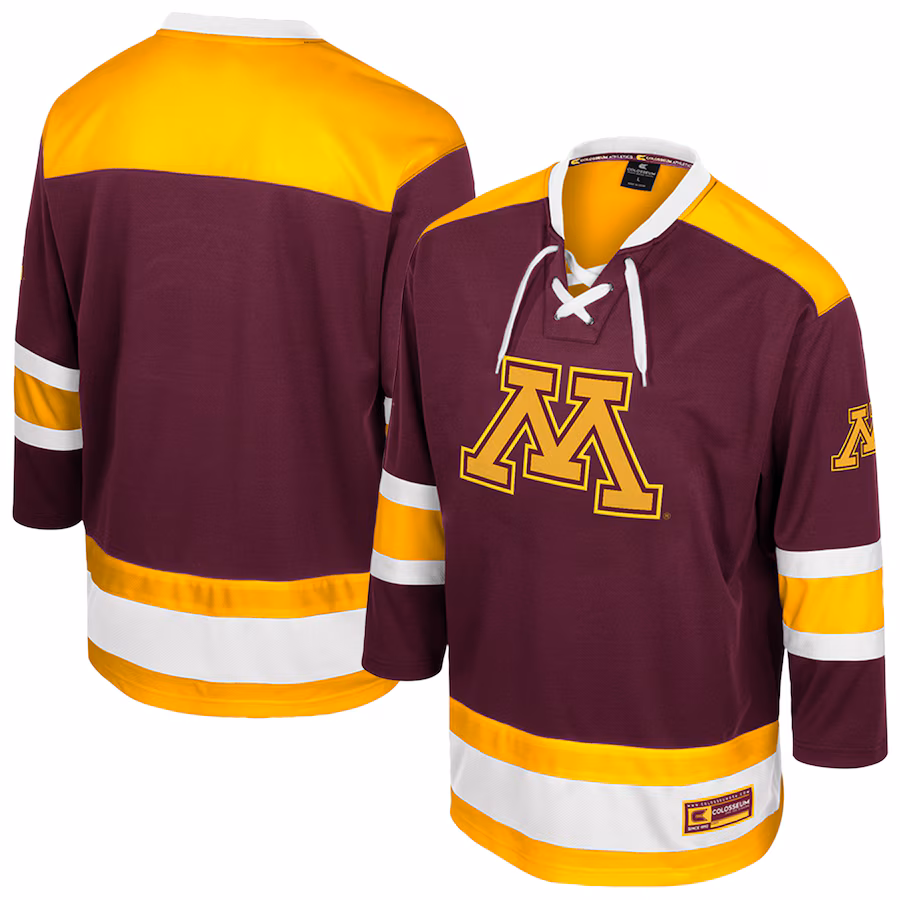 Men's Colosseum  Maroon Minnesota Golden Gophers Athletic Machine Fashion Hockey Jersey - Puhuasuan