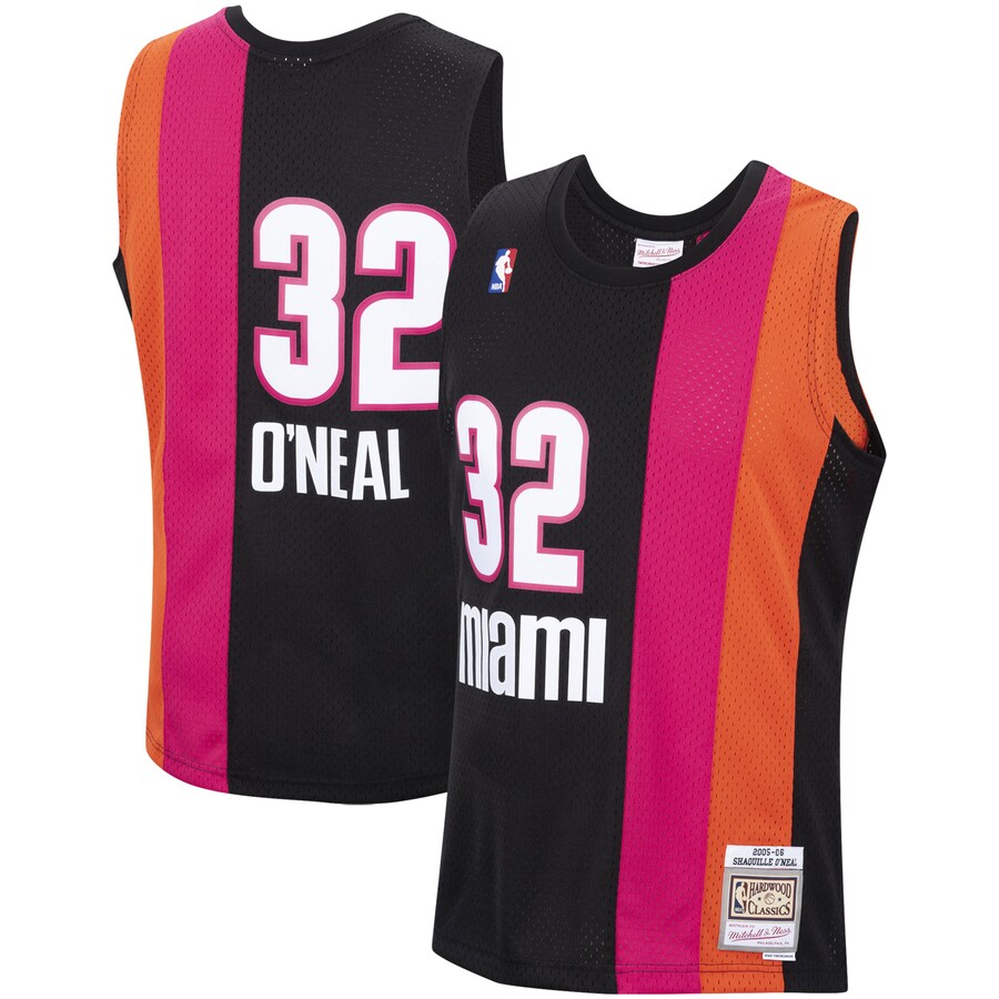 Men's Miami Heat Shaquille O'Neal Mitchell & Ness Black 2005/06 Hardwood Classics Swingman Jersey - Puhuasuan