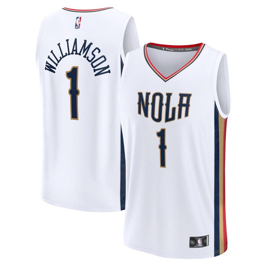 Men's New Orleans Pelicans Zion Williamson Fanatics White Fast Break Replica Jersey - City Edition - Puhuasuan