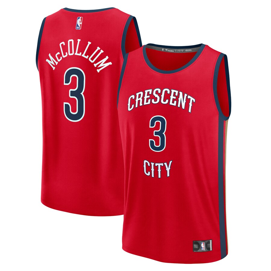 Men's New Orleans Pelicans CJ McCollum Fanatics Red Fast Break Replica Jersey - Statement Edition - Puhuasuan