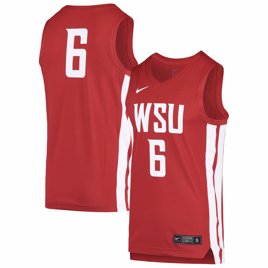 Men's Nike #6 Crimson Washington State Cougars Replica Basketball Jersey - Puhuasuan