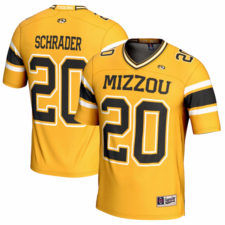 Cody Schrader Missouri Tigers GameDay Greats NIL Player Football Jersey - Gold - Puhuasuan