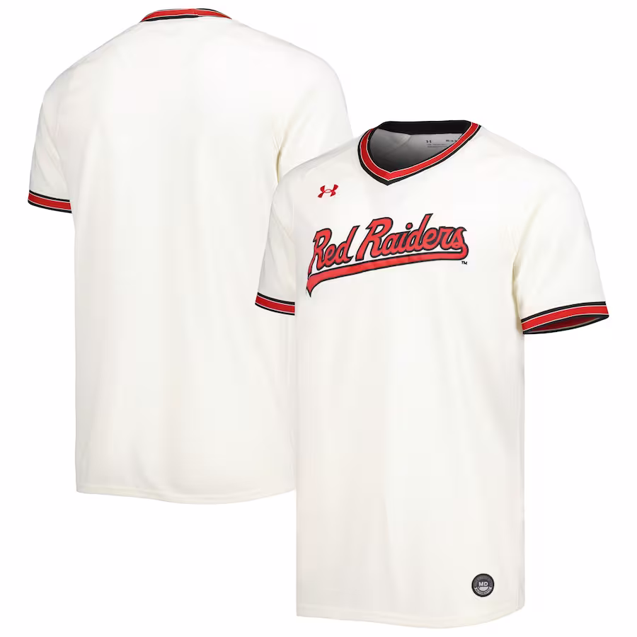 Texas Tech Red Raiders Under Armour Replica Baseball Jersey - Cream - Puhuasuan