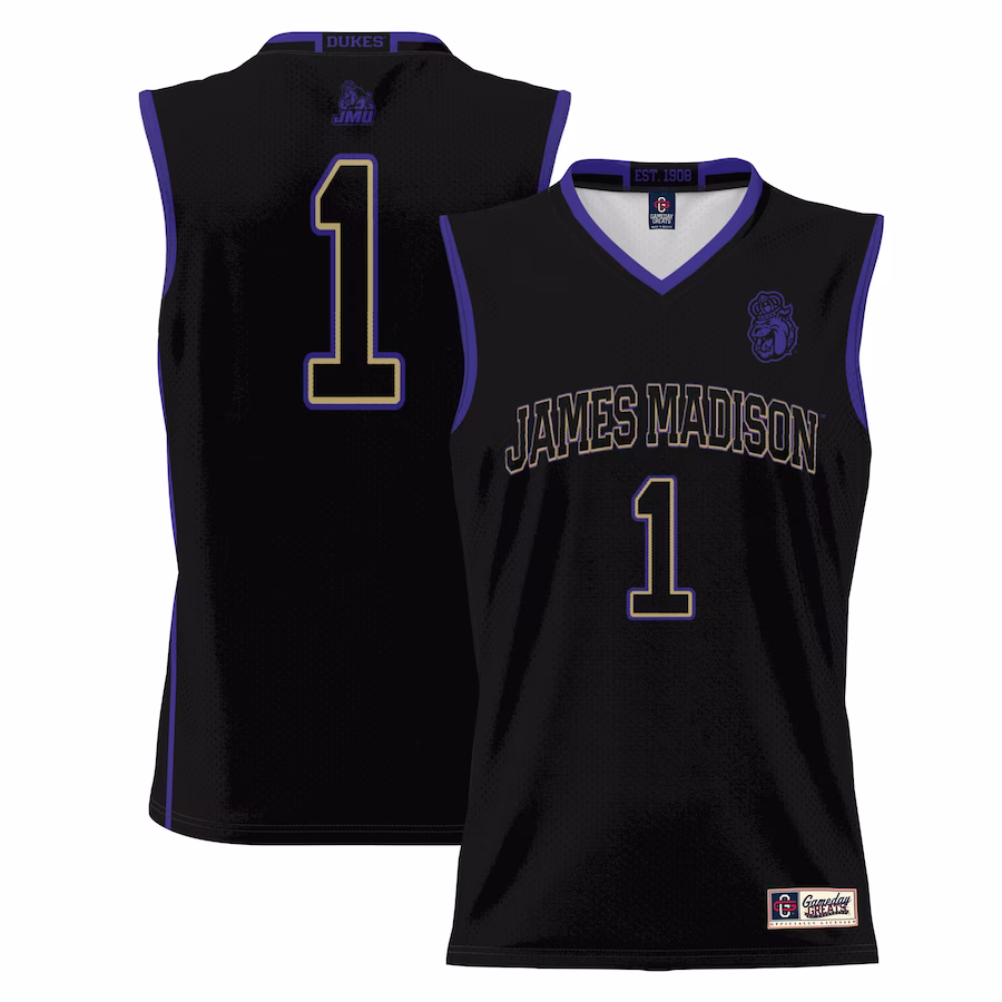 #1 James Madison Dukes GameDay Greats Youth Lightweight Basketball Jersey - Black - Puhuasuan