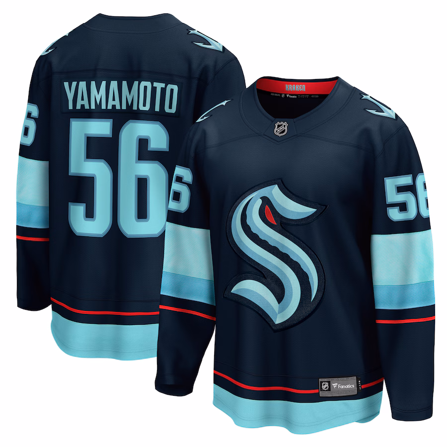 Men's Seattle Kraken Kailer Yamamoto Fanatics Deep Sea Blue Home Breakaway Player Jersey - Puhuasuan