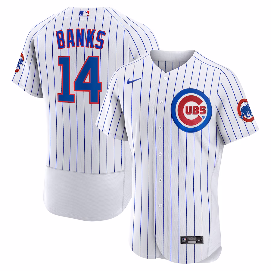 Men's Chicago Cubs Ernie Banks Nike White Home Authentic Retired Player Jersey - Puhuasuan