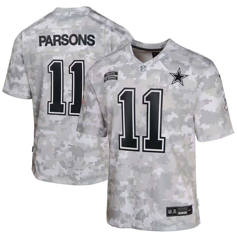 Youth Dallas Cowboys Micah Parsons Nike Arctic Camo 2024 Salute to Service Game Jersey - Puhuasuan