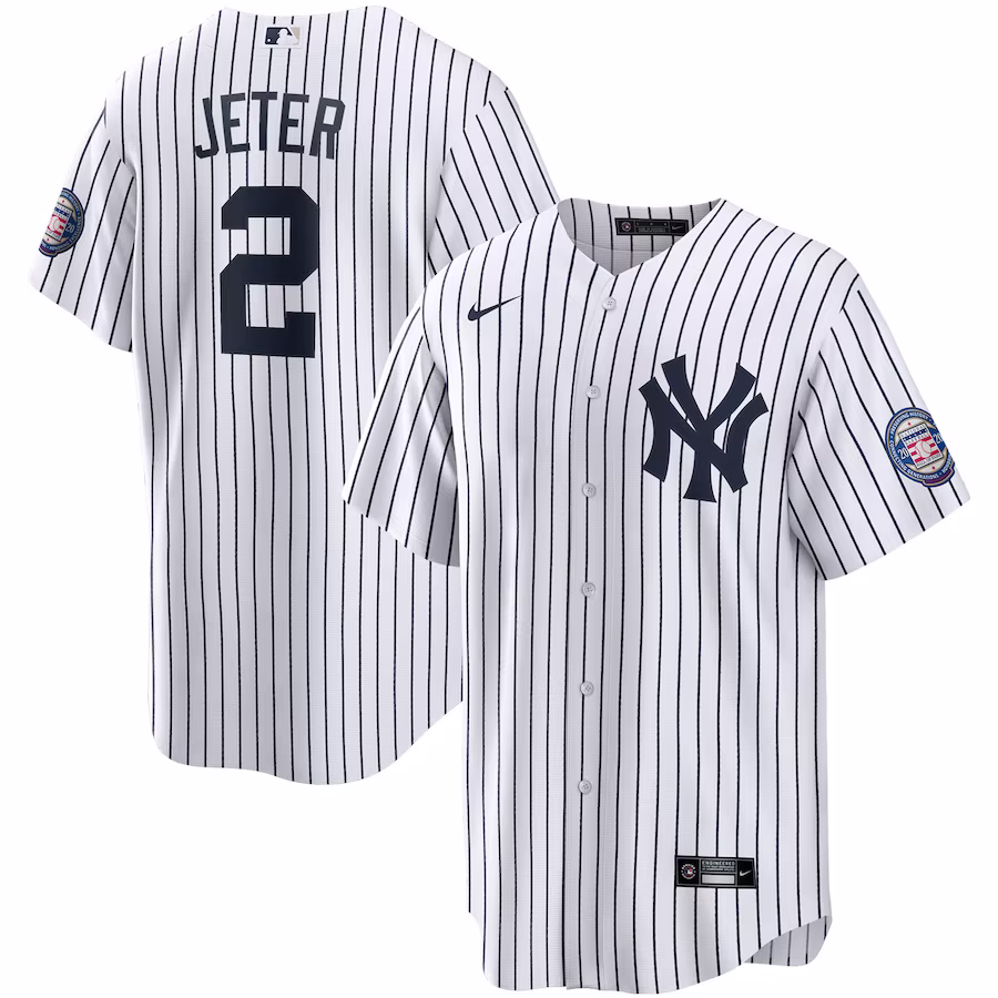 Men's New York Yankees Derek Jeter Nike White/Navy 2020 Hall of Fame Induction Home Replica Player Name Jersey - Puhuasuan