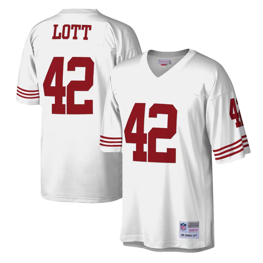 Men's San Francisco 49ers Ronnie Lott Mitchell & Ness White Legacy Replica Jersey - Puhuasuan