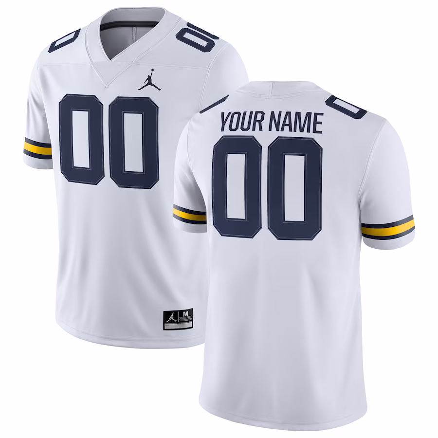 Michigan Wolverines Jordan Brand Custom Game Jersey - White - Puhuasuan