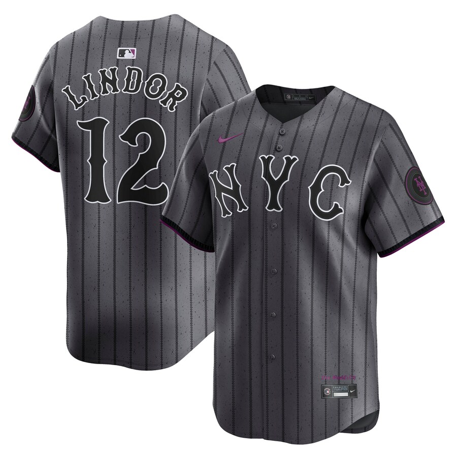 Men's New York Mets Francisco Lindor Nike Gray City Connect Limited Player Jersey - Puhuasuan