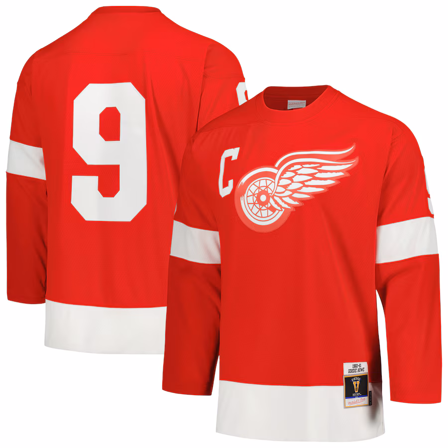 Men's Detroit Red Wings Gordie Howe Mitchell & Ness Red Captain Patch 1960/61 Blue Line Player Jersey - Puhuasuan