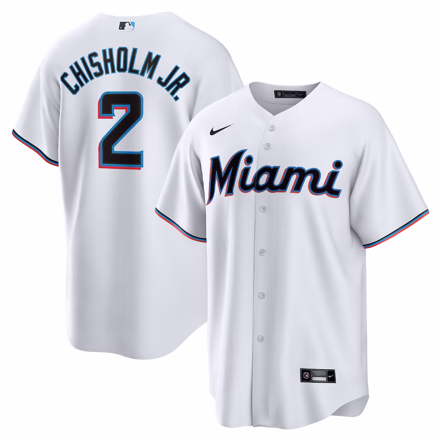 Men's Miami Marlins Jazz Chisholm Jr. Nike White Home Replica Player Jersey - Puhuasuan