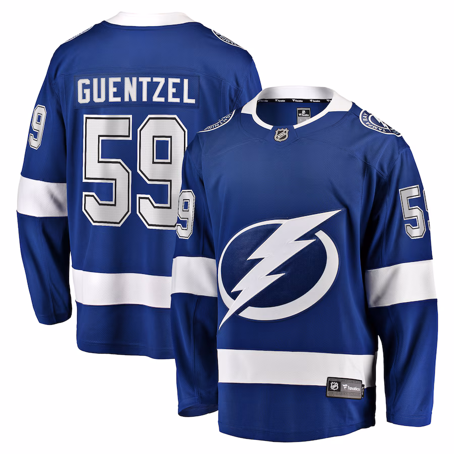 Men's Tampa Bay Lightning Jake Guentzel Fanatics Blue Home Premier Breakaway Player Jersey - Puhuasuan