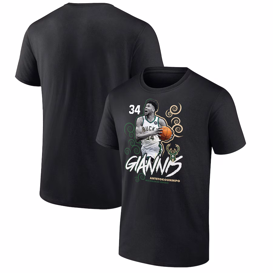 Men's Milwaukee Bucks Giannis Antetokounmpo Black Competitor T-Shirt - Puhuasuan