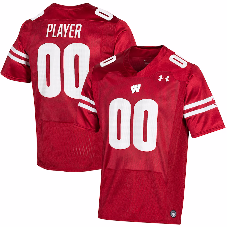 Wisconsin Badgers Under Armour Pick-A-Player NIL Replica Football Jersey - Red - Puhuasuan