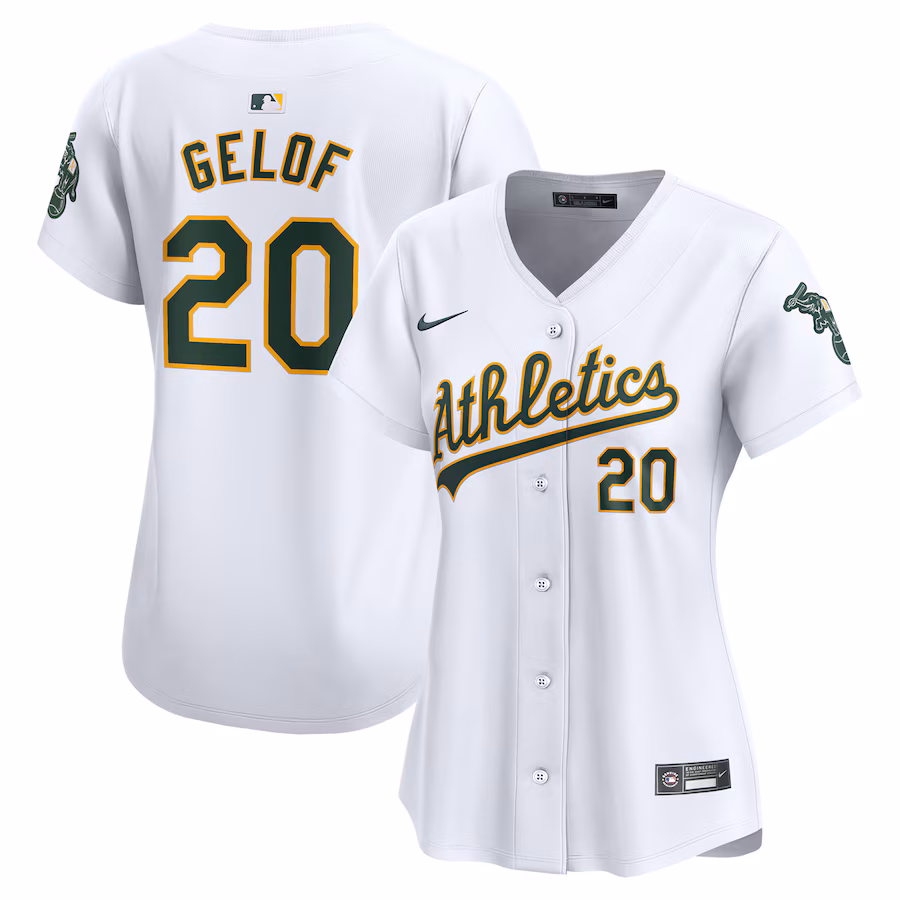 Women's Oakland Athletics Zack Gelof Nike White Home Limited Player Jersey - Puhuasuan
