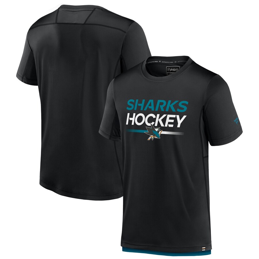 Men's San Jose Sharks Fanatics Black Authentic Pro Tech T-Shirt - Puhuasuan