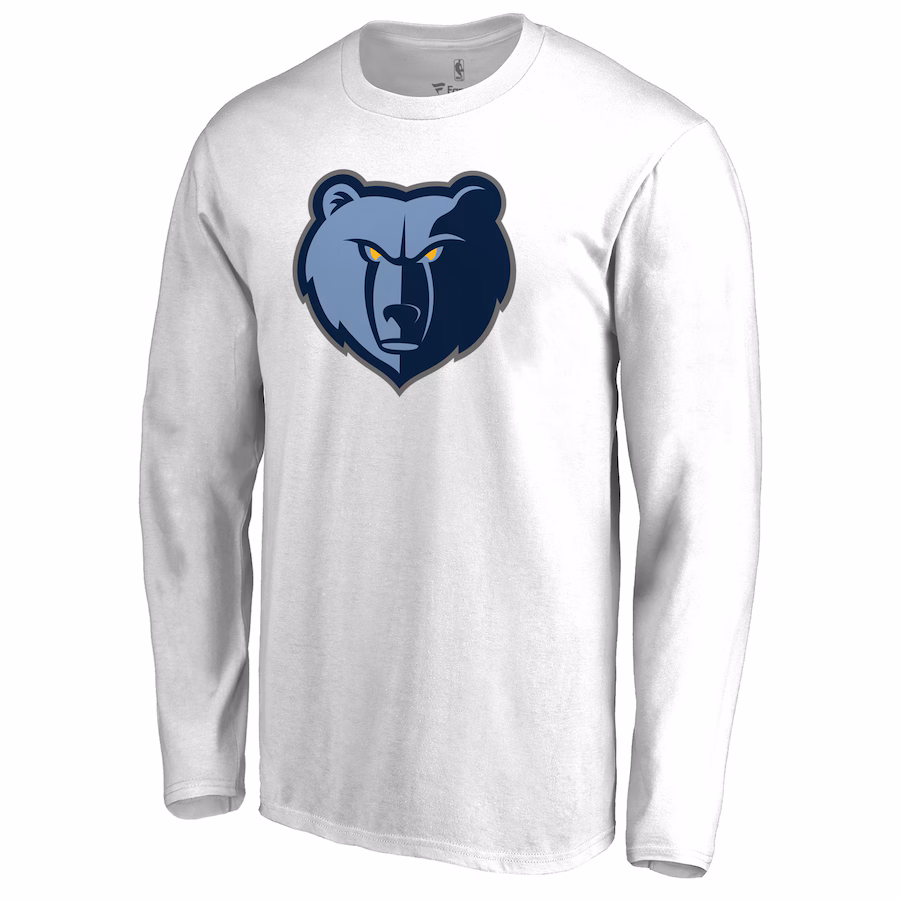 Men's Memphis Grizzlies White Primary Logo Long Sleeve T-Shirt - Puhuasuan