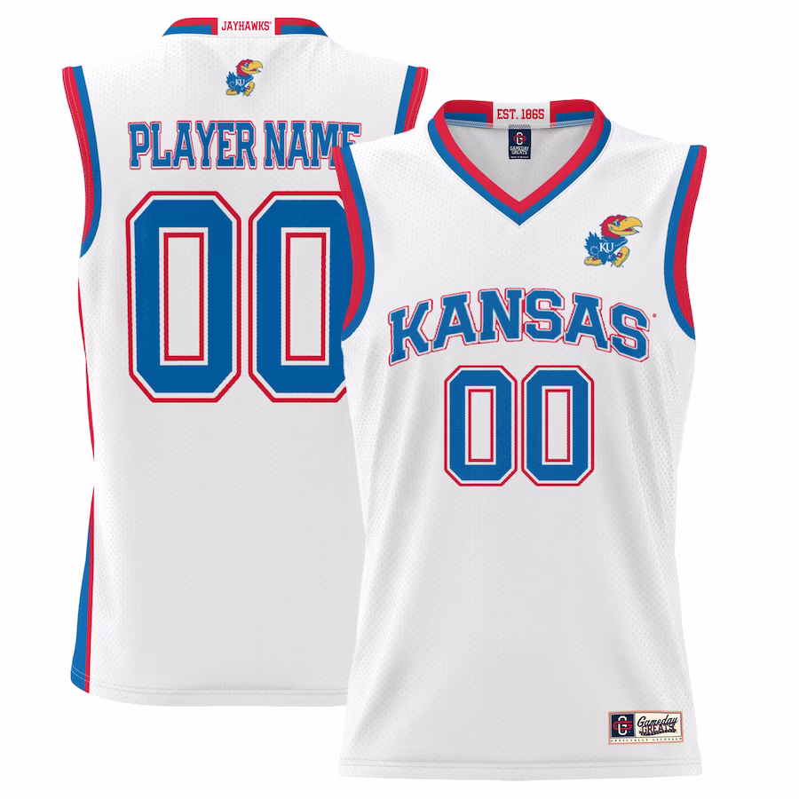 Kansas Jayhawks GameDay Greats  Lightweight NIL Pick-A-Player Basketball Jersey - White - Puhuasuan