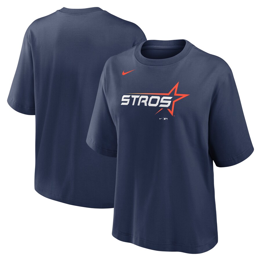 Women's Houston Astros Nike Navy 2025 City Connect Logo Boxy T-Shirt - Puhuasuan