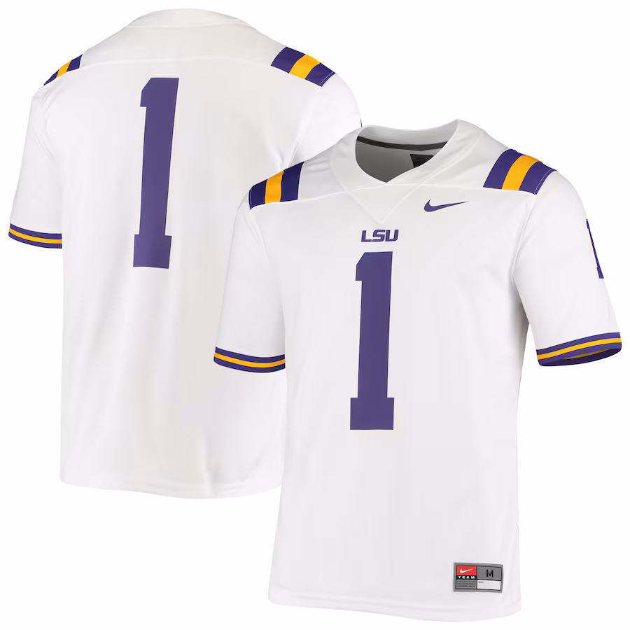 Men's Nike #1 White LSU Tigers Game Jersey - Puhuasuan