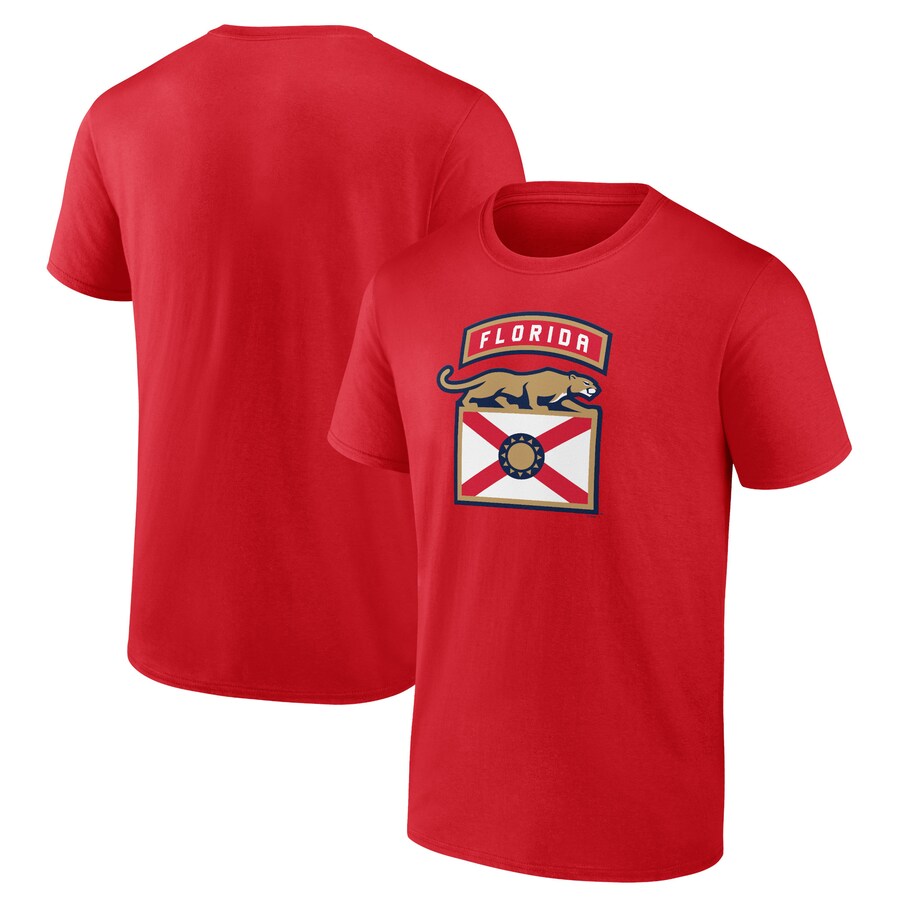 Men's Florida Panthers Red Shoulder Patch Logo T-Shirt - Puhuasuan