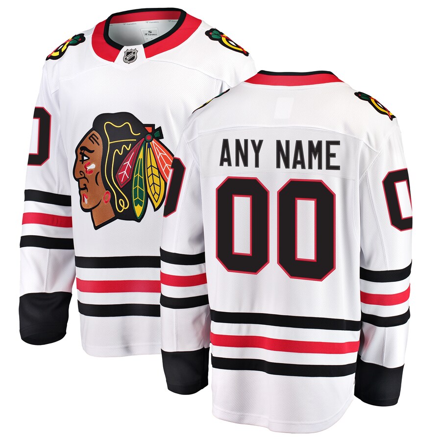 Men's Chicago Blackhawks Fanatics Branded White Away Breakaway Custom Jersey - Puhuasuan