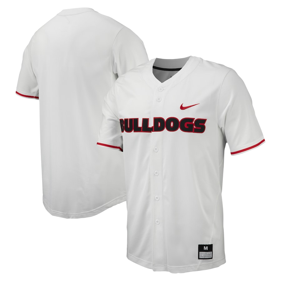 Georgia Bulldogs Nike Replica Full-Button Baseball Jersey - White - Puhuasuan