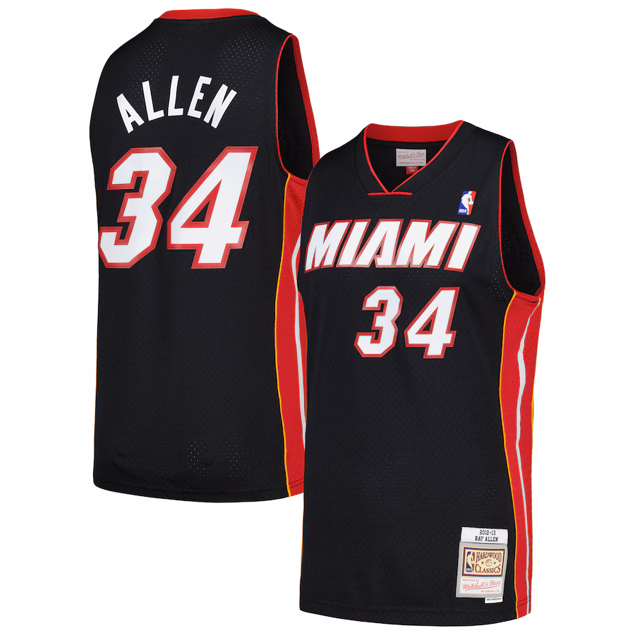Men's Miami Heat Ray Allen Mitchell & Ness Black  2012/13 Hardwood Classics Swingman Jersey - Puhuasuan