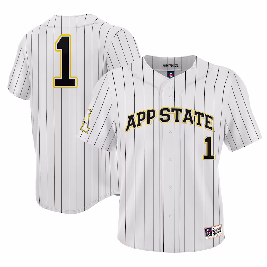 #1 Appalachian State Mountaineers GameDay Greats Lightweight Baseball Jersey - White - Puhuasuan