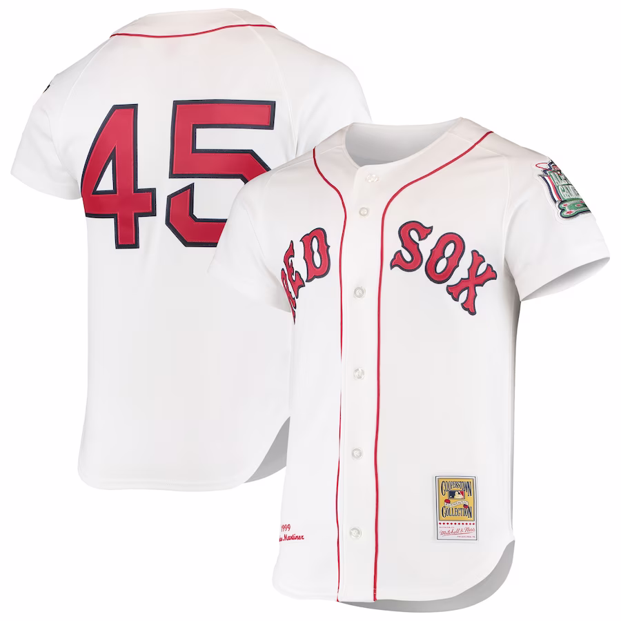 Men's Boston Red Sox Pedro Martinez Mitchell & Ness White 1999 Cooperstown Collection Home Authentic Jersey - Puhuasuan