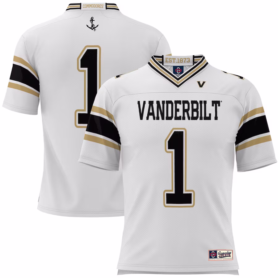 #1 Vanderbilt Commodores GameDay Greats Youth Football Jersey - White - Puhuasuan